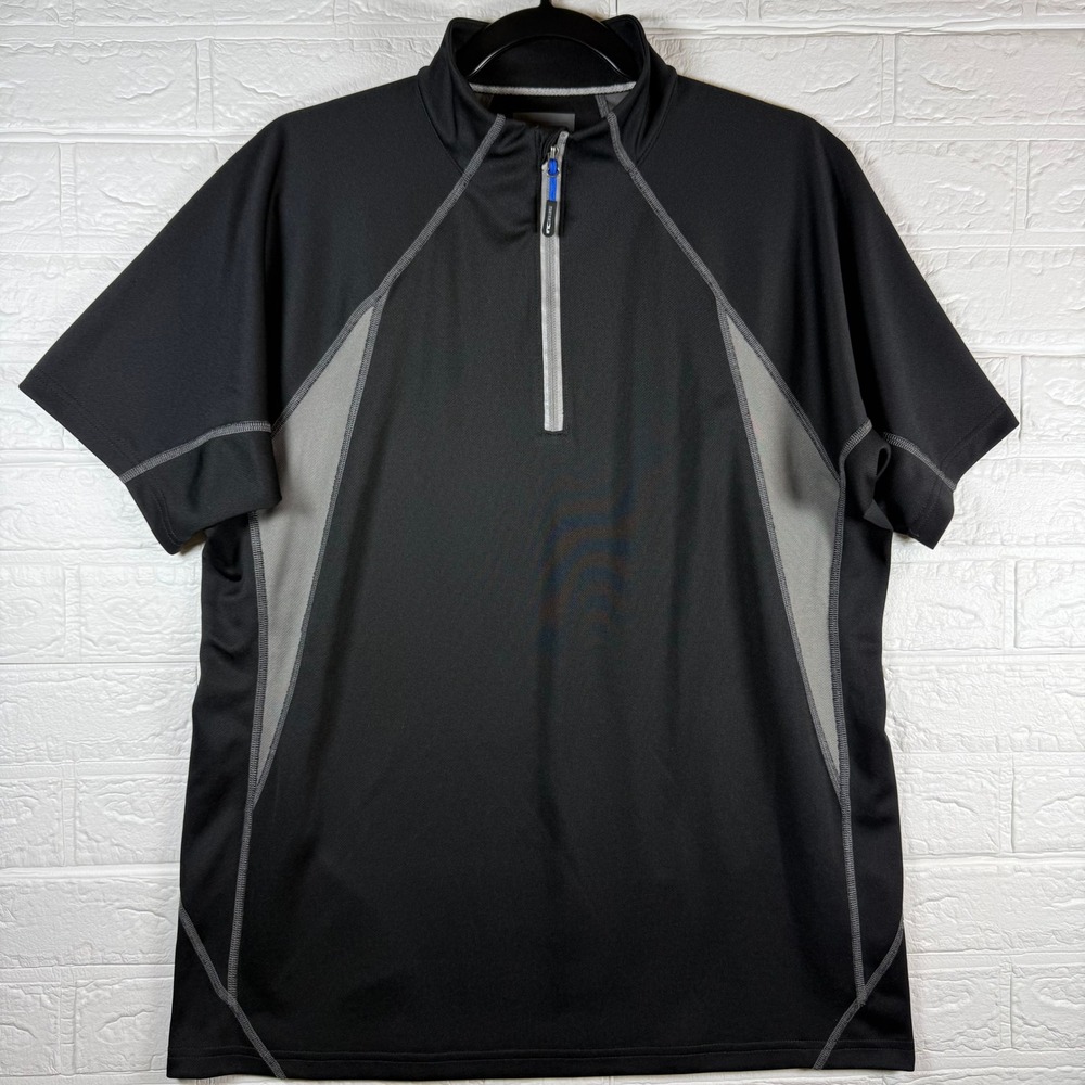 INC International Concepts Quarter Zip Active Top Mens Large Black Grey Athletic